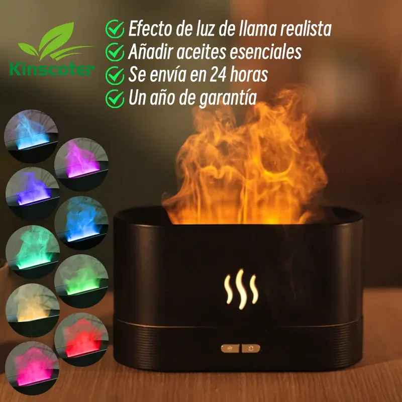 mainevent/ mini imprimante/ brosse à apeur/montre connectée/vanne thermostat/luminaire ventilateur/  KINSCOTER Aroma Diffuser Air Humidifier Ultrasonic Cool Mist Maker Fogger Led Essential Oil Flame Lamp Difusor Mainevent.store   Mainevent