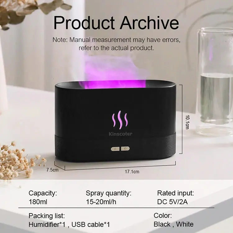 mainevent/ mini imprimante/ brosse à apeur/montre connectée/vanne thermostat/luminaire ventilateur/  KINSCOTER Aroma Diffuser Air Humidifier Ultrasonic Cool Mist Maker Fogger Led Essential Oil Flame Lamp Difusor Mainevent.store   Mainevent