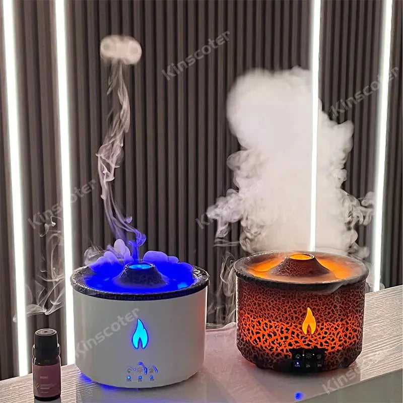 mainevent/ mini imprimante/ brosse à apeur/montre connectée/vanne thermostat/luminaire ventilateur/  KINSCOTER Volcano Flame Aroma Diffuser Jellyfish Smoke Ring Air Humidifier 360ml Aromatherapy Essential Oil Diffuser Cool Gift Mainevent.store   Mainevent