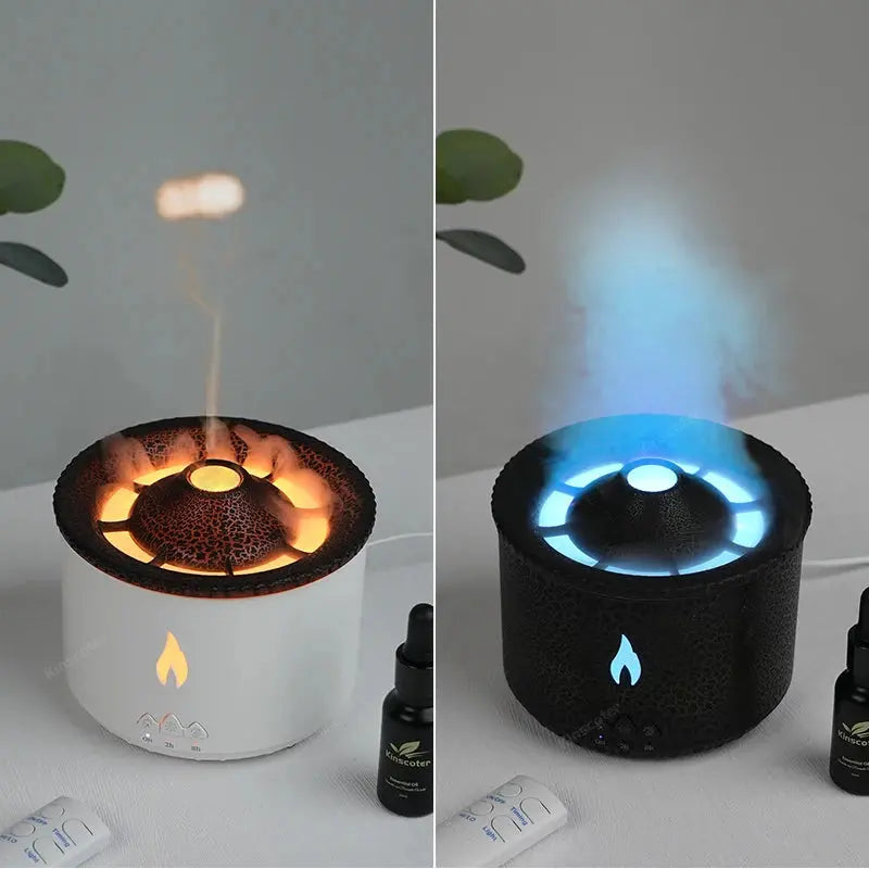 mainevent/ mini imprimante/ brosse à apeur/montre connectée/vanne thermostat/luminaire ventilateur/  KINSCOTER Volcano Flame Aroma Diffuser Jellyfish Smoke Ring Air Humidifier 360ml Aromatherapy Essential Oil Diffuser Cool Gift Mainevent.store   Mainevent