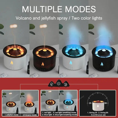 mainevent/ mini imprimante/ brosse à apeur/montre connectée/vanne thermostat/luminaire ventilateur/  KINSCOTER Volcano Flame Aroma Diffuser Jellyfish Smoke Ring Air Humidifier 360ml Aromatherapy Essential Oil Diffuser Cool Gift Mainevent.store   Mainevent