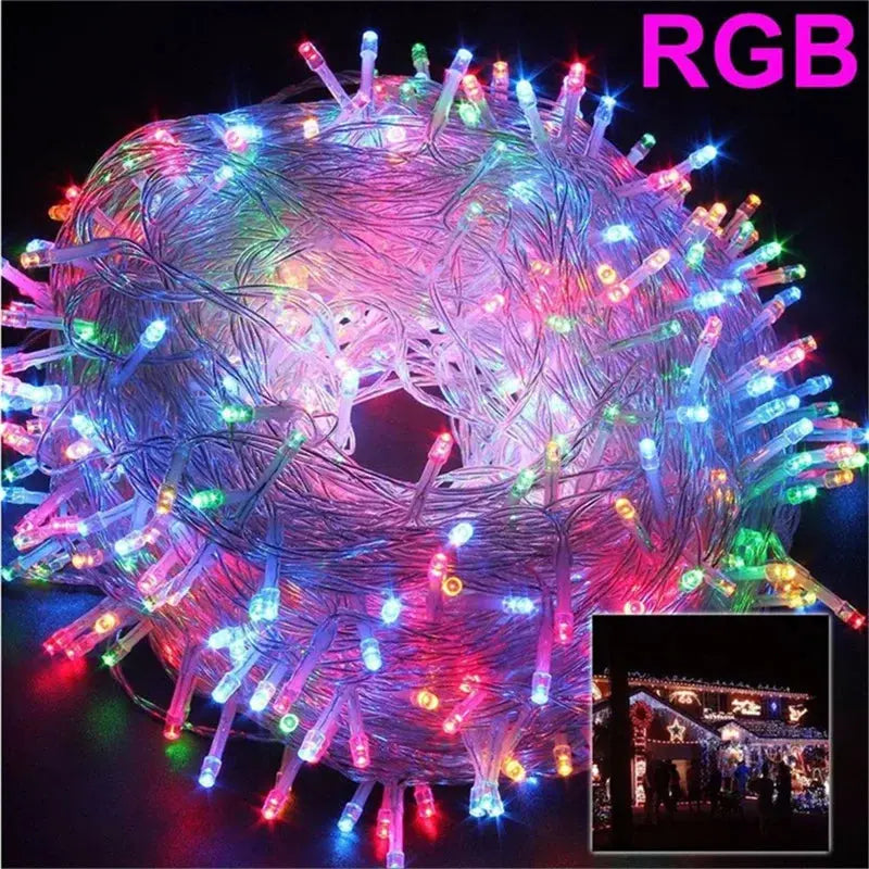 mainevent/ mini imprimante/ brosse à apeur/montre connectée/vanne thermostat/luminaire ventilateur/  Xmas Outdoor Christmas Lights Led String Lights 100M 10M 5M Luces Decoracion Fairy Light Holiday Lights Lighting tree garland Mainevent.store   Mainevent