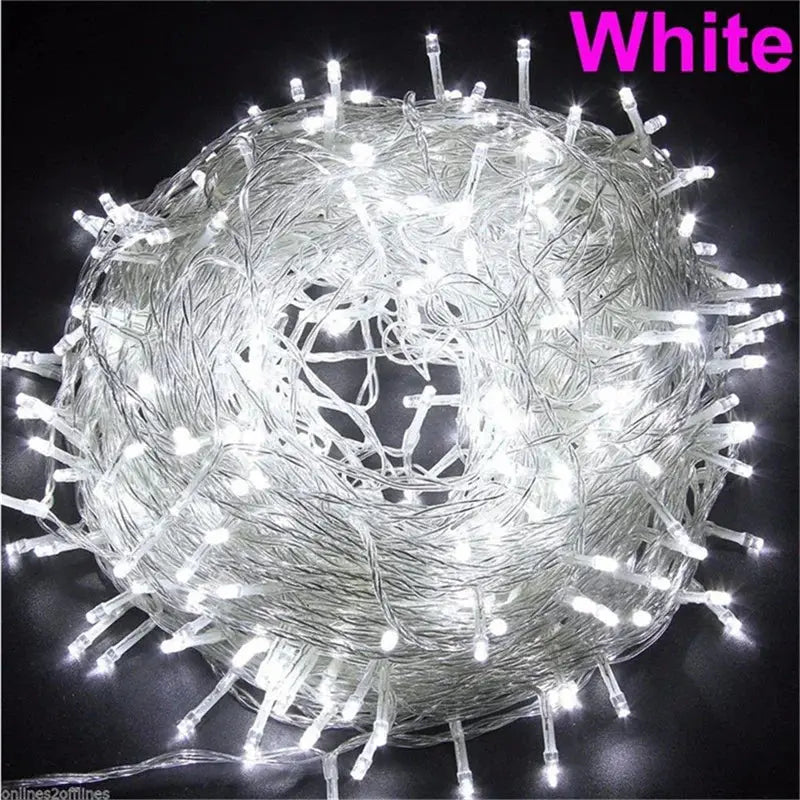 mainevent/ mini imprimante/ brosse à apeur/montre connectée/vanne thermostat/luminaire ventilateur/  Xmas Outdoor Christmas Lights Led String Lights 100M 10M 5M Luces Decoracion Fairy Light Holiday Lights Lighting tree garland Mainevent.store   Mainevent