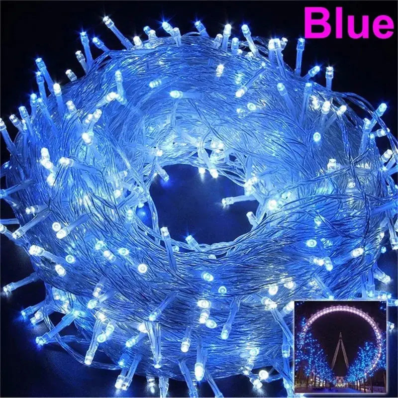 mainevent/ mini imprimante/ brosse à apeur/montre connectée/vanne thermostat/luminaire ventilateur/  Xmas Outdoor Christmas Lights Led String Lights 100M 10M 5M Luces Decoracion Fairy Light Holiday Lights Lighting tree garland Mainevent.store   Mainevent