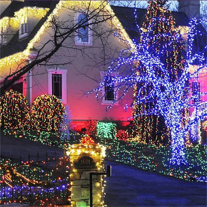 mainevent/ mini imprimante/ brosse à apeur/montre connectée/vanne thermostat/luminaire ventilateur/  Xmas Outdoor Christmas Lights Led String Lights 100M 10M 5M Luces Decoracion Fairy Light Holiday Lights Lighting tree garland Mainevent.store   Mainevent